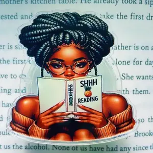 Booklist Girl Shhh I’m Reading Kindle Grip, Magnetic Book Lover Phone Grip, Cute Reading Accessory Featuring Melanin Reader Artwork, Gift For Her