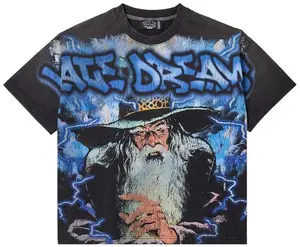 Vale Forever Wizard Big Tee Black/Blue – Vintage Oversized Streetwear T-Shirt, Heavy Cotton Unisex Graphic Top 2026