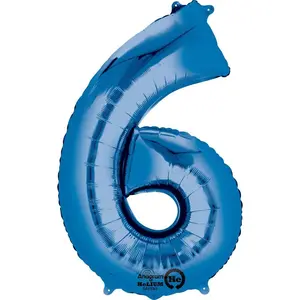 Blue 6 Number Balloon 34''
