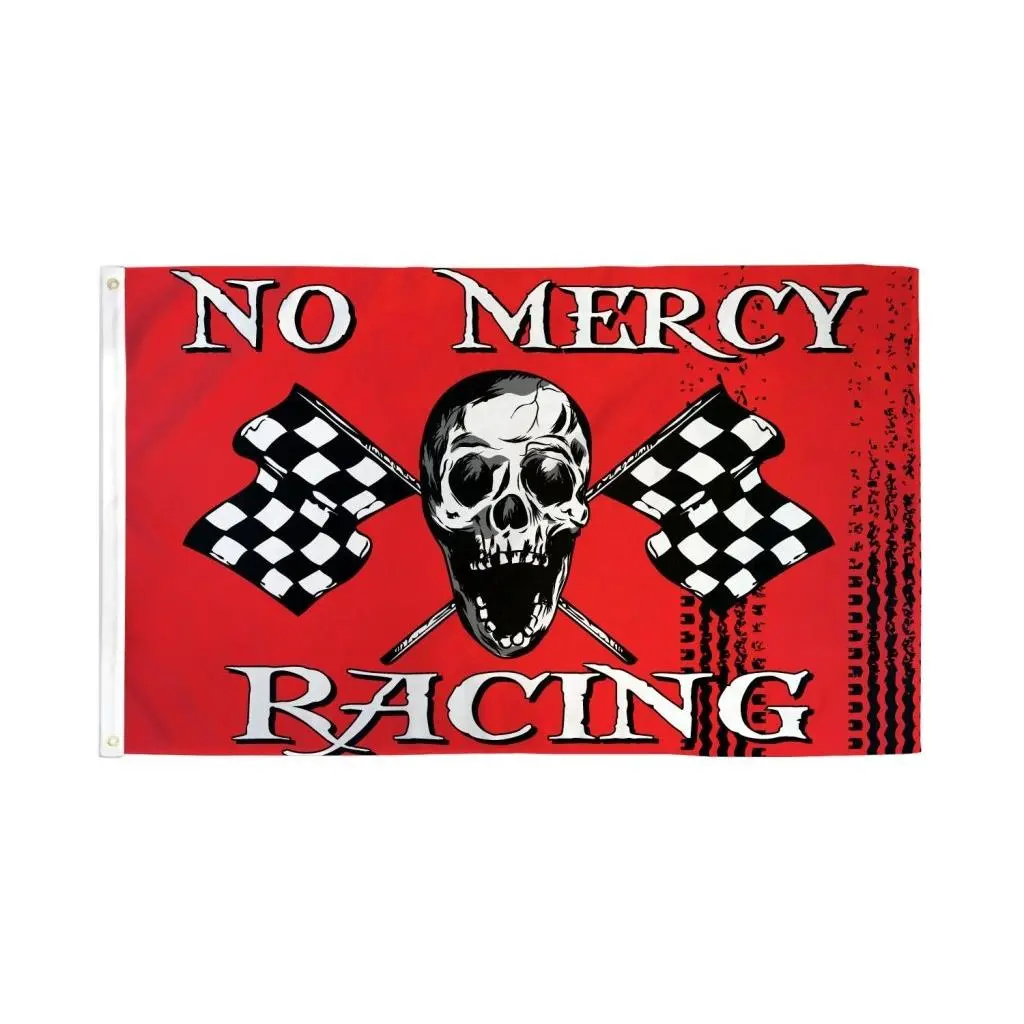 No Mercy Racing Print Sports Banner - 3x5ft Polyester Flag for Racing Fans, Bold Colors, Header Tape, Festive & Party Backdrop Supplies