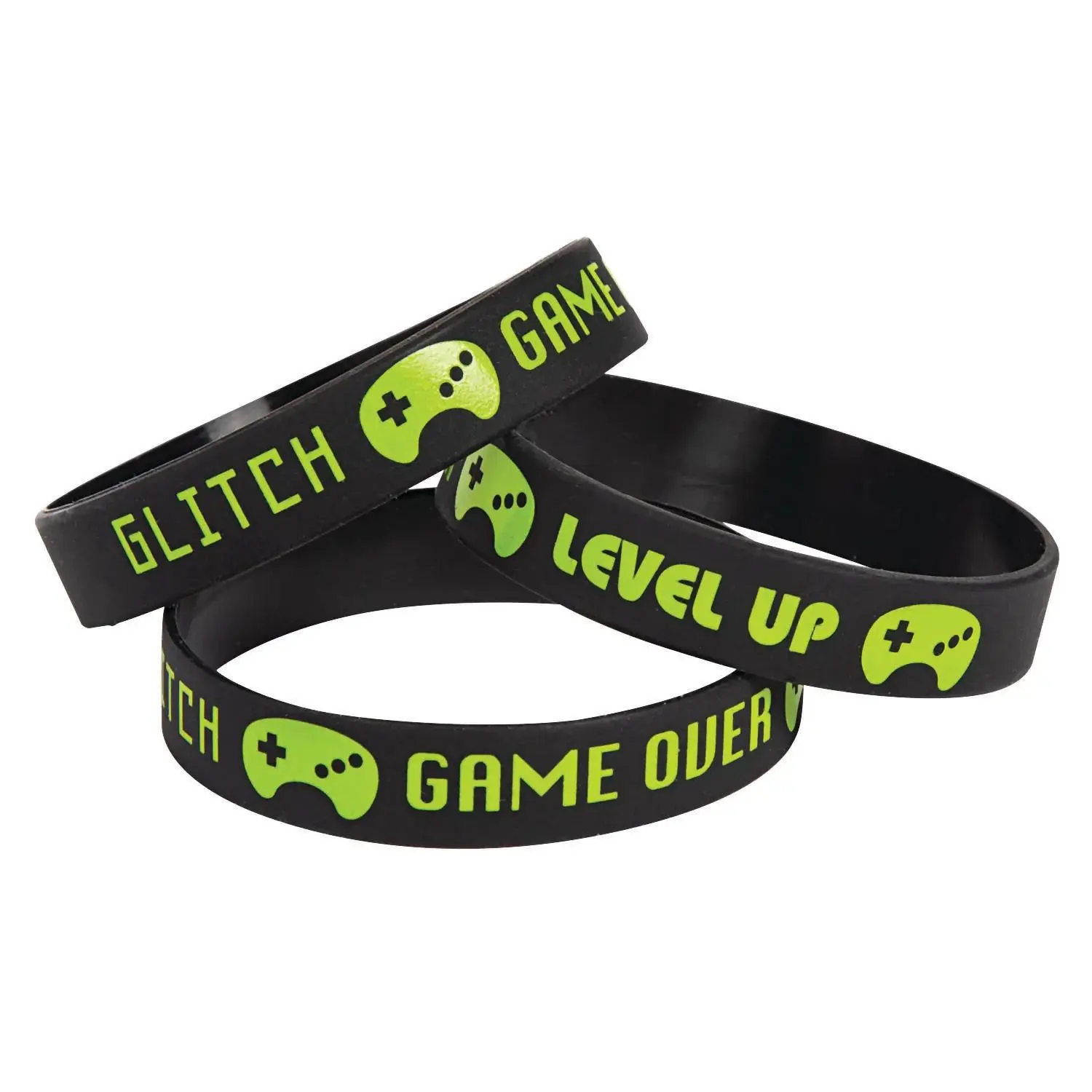 7 1/4" circ. Gamer Party Rubber Bracelets - 24 Pc., Collectibles, Video Games