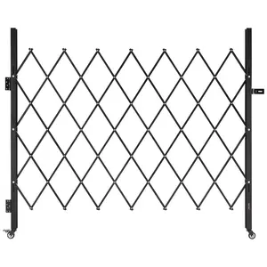 VEVOR Single Folding Security Gate, Lockable Scissor Gate with 360° Swivel Casters, Outdoor Barricade Steel Retractable Gates, for Entry Security, Garage, Warehouse & Pool, 70.87 x 63.39 in (W x H)