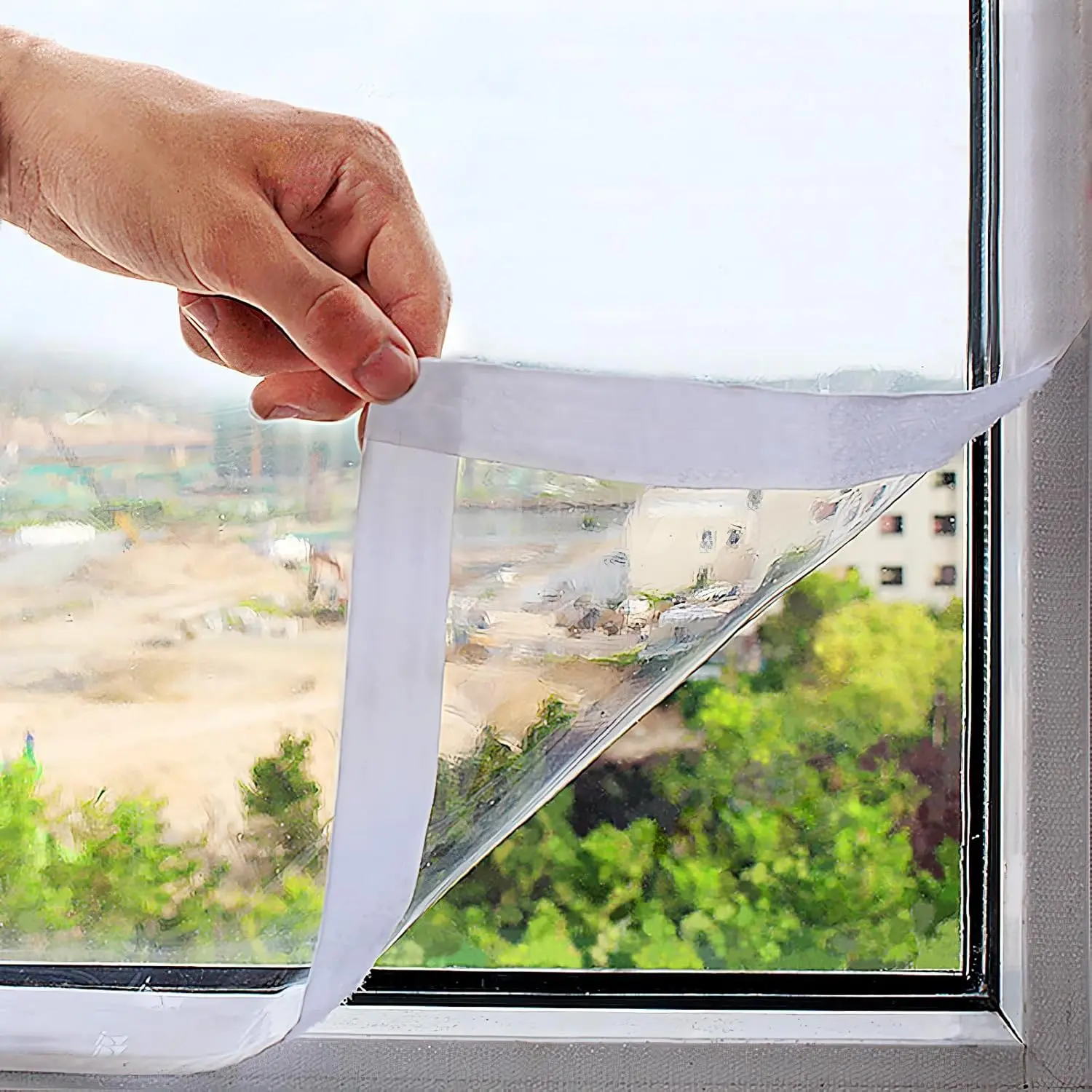 PE Material Adjustable Window Insulation Kit (47inX63in/120X160cm) - 180-micron Thick Transparent Cuttable Film, Cuttable Size, Windproof, Durable, Ventilatable, Keep Open Status, Reusable Plastic Wrap