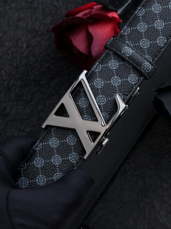 Men's Alloy Automatic Buckle Belt, Casual Fashion Print Waistband, High-End Lightweight Design, Versatile Pants Strap, All Seasons, Stylish Belts