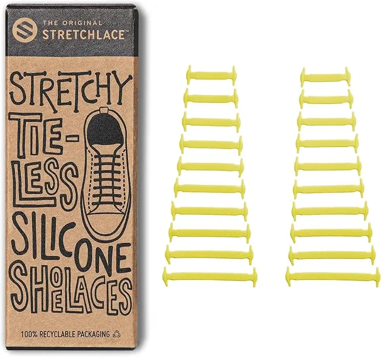 Yellow Stretchable Tieless Silicone Elastic Shoelaces | 20 Straps Footwear Comfort