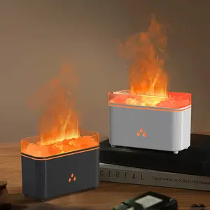 Essential Oil Diffuser with Fireplace Design, 160ML Himalayan Salt Lamp Humidifier, Cool Mist, Auto Shut Off, Night Light Option