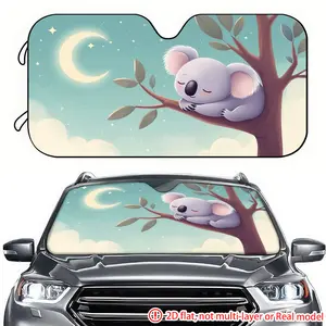 1pc cartoon koala moon night car sun visor 2D high-definition printing, car sun visor effectively blocks sunlight, suitable for General Motors SUV、 Truck front windshield decoration