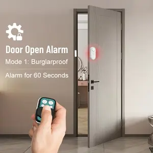 AAA battery-powered loud window security alarm, with keychain, neighbor-friendly multi-tone alarm, alerts when door is opened, features an 8-second delay function