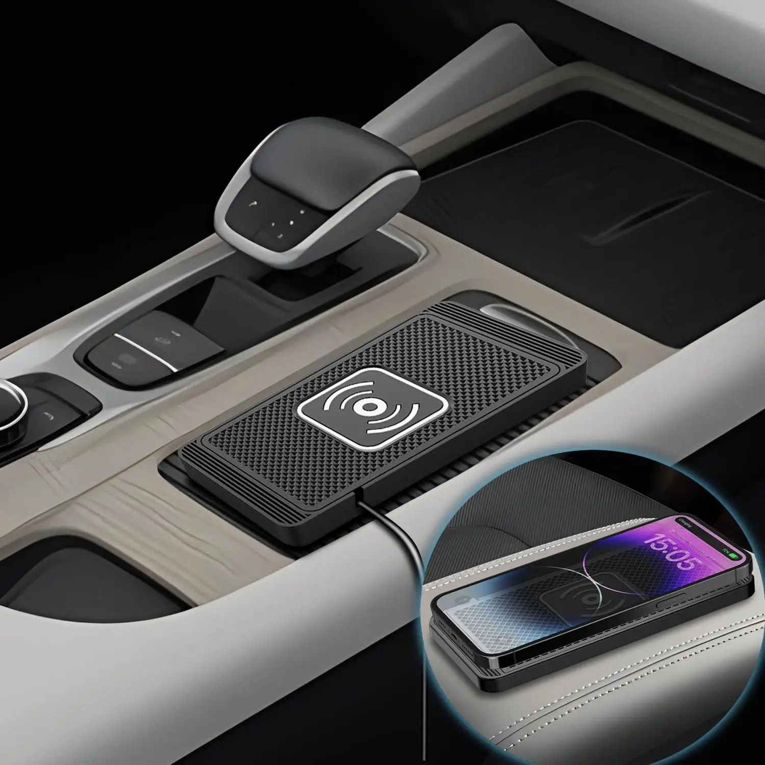 15W Wireless Car Charger, Non-slip Smart Auto Sensor Charging Pad, Car Charging Mat for Huawei Apple Samsung, Car Electrical Appliances, Interior