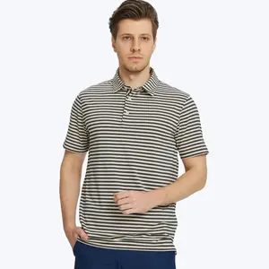 M MAELREG Men's casual striped fashion POLO shirt, comfortable lapel golf shirt, moisture wicking, suitable for all body shapes