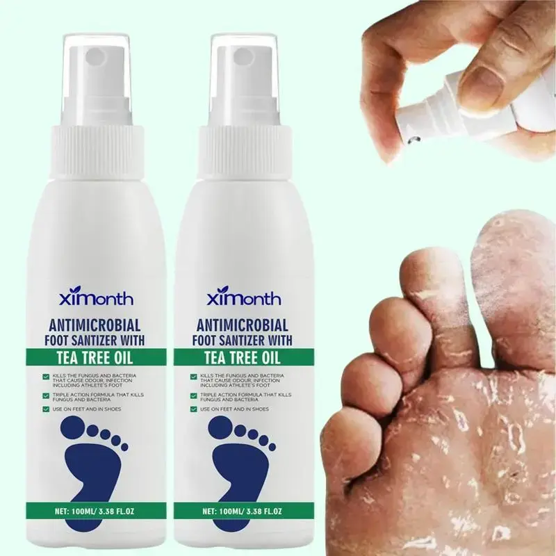 Tea Tree Oil Foot Spray Natural Plantar Moisturizing Deodorant with Aloe Vera Long Lasting Formula for Odor Control Dry Feet Care Foot Shoe Freshness Clear Foot Sanitizer Spray
