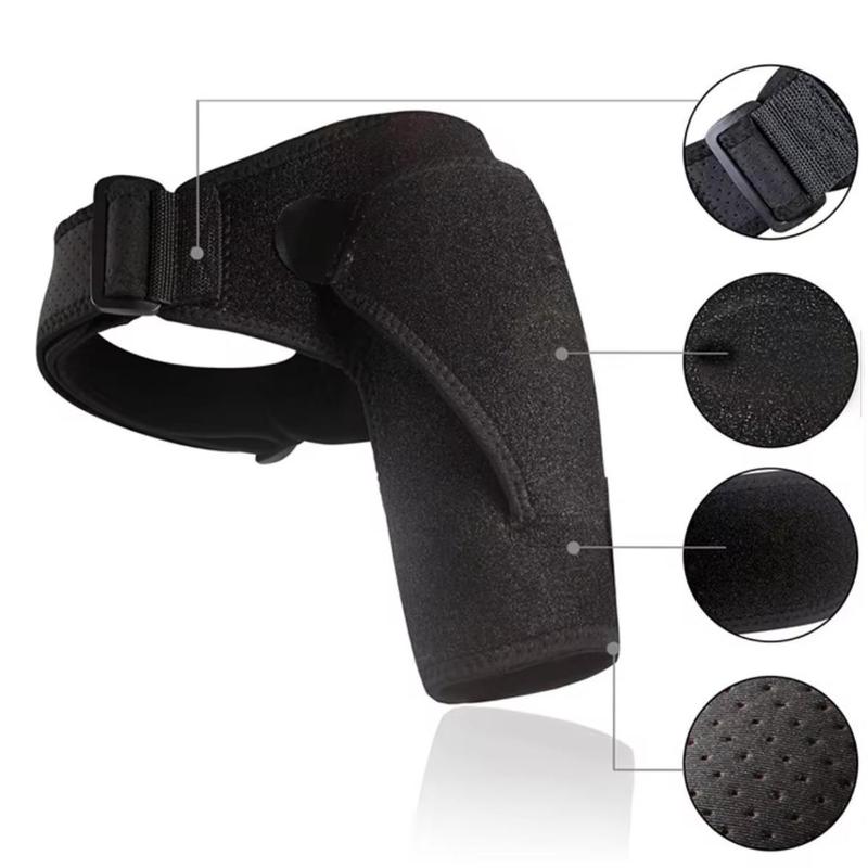 ‌Unisex Shoulder Support Brace with Adjustable Straps Comfortable Compression Pad for Left Right Shoulder Injury Recovery Sports Workout Protection‌ Black