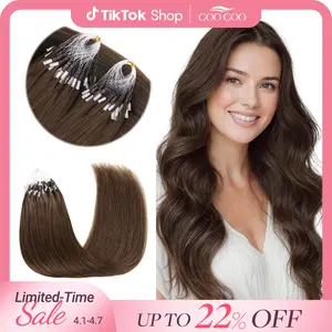 GOO GOO Micro Link Hair Extensions Real Human Hair 14-24Inch 50g-50s/30g-25s, Cold Fusion, Invisible Remy Hair, Glueless Micro Loop Micro Ring Hair Extensions Silky Straight Natural Micro Bead Hair Extensions