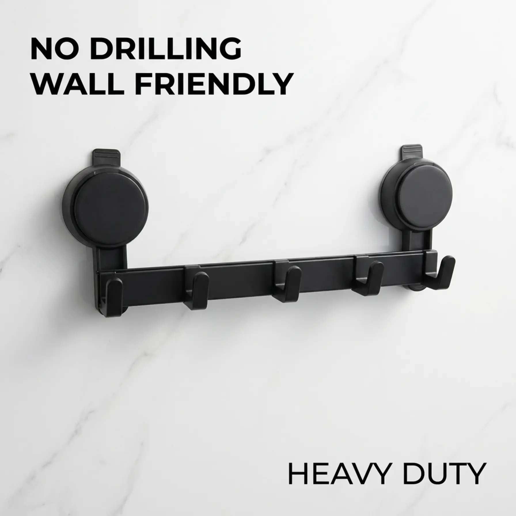 Heavy Duty Multi-Hook Wall Mount Suction Rack, No-Drill Strong Hold Space Aluminum Organizer, Waterproof Rustproof for Bathroom and Kitchen Entryway Wall Mounted Hook Towel Hook