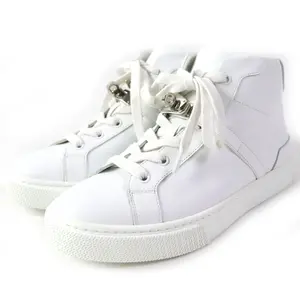 Pre-owned HERMÈS Calfskin Small Leather Goods Hermes Kelly Buckle Leather Sneakers White