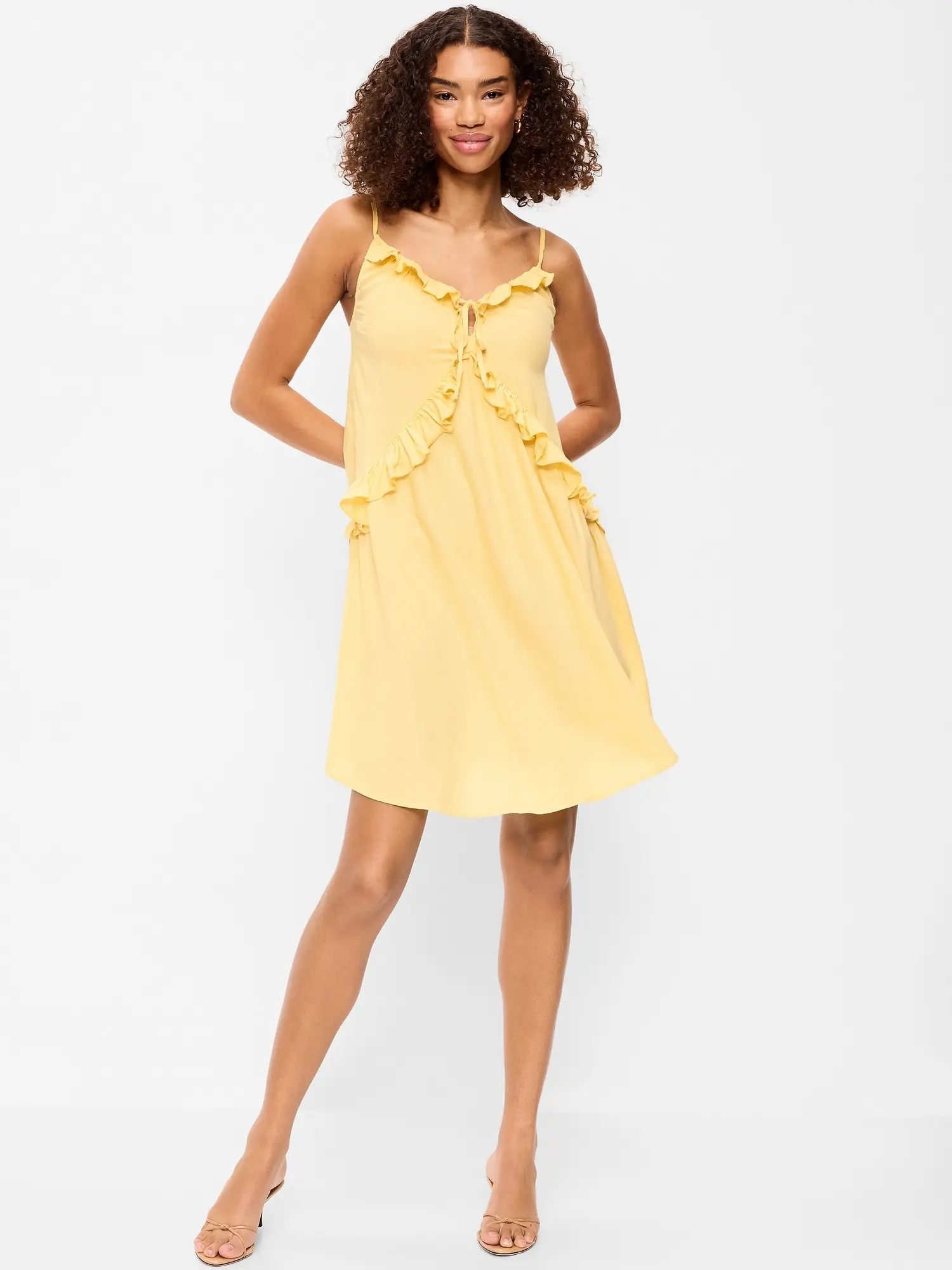 Old Navy Women's Ruffle-Trim Asymmetrical Mini Dress - TikTok Shop