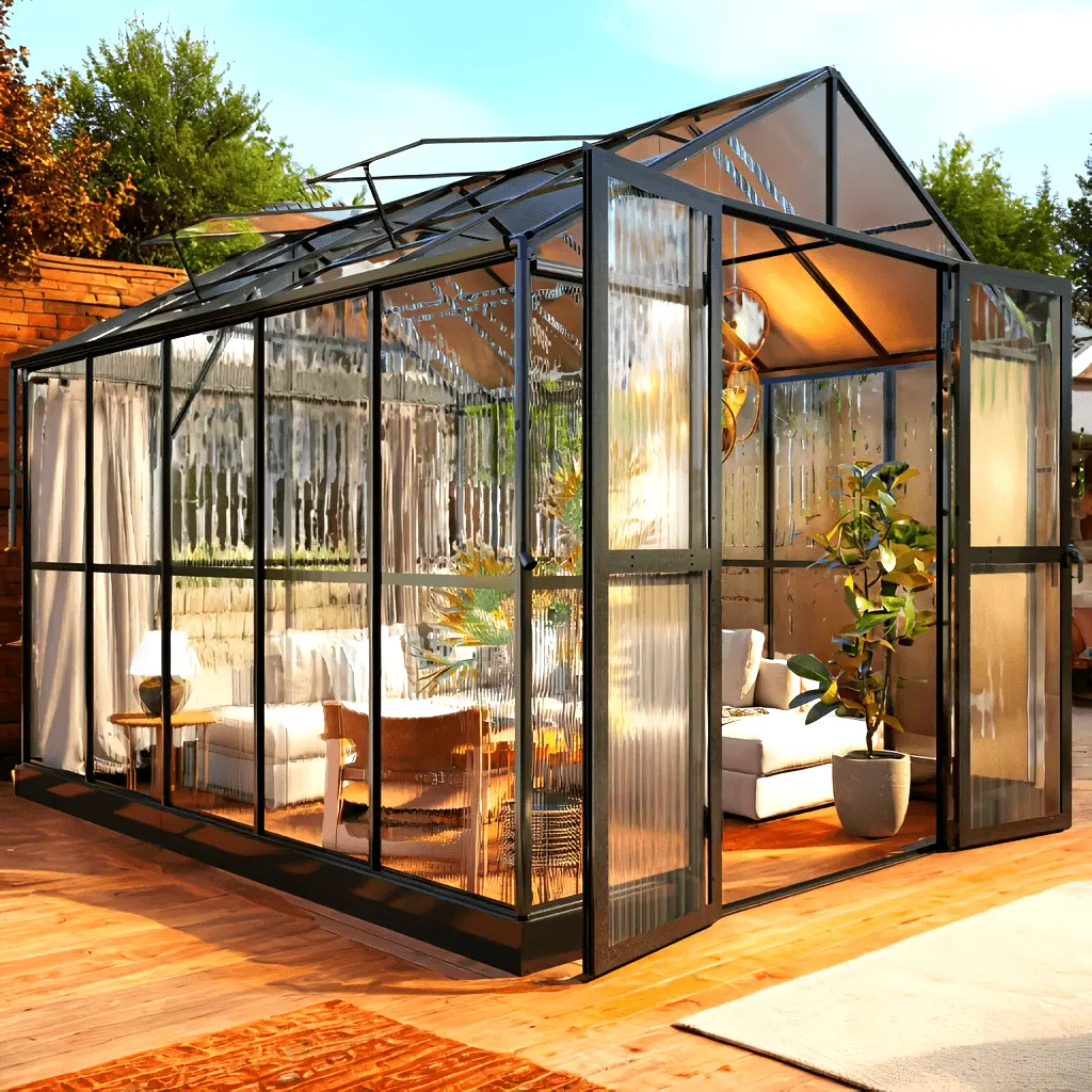 8x10x7.5ft Polycarbonate Walk-In Greenhouse with Double Swing Doors, 2 Vents, 5.2ft Added Wall Height, Aluminum Frame - Perfect for Outdoor Sunroom & Winter Gardening