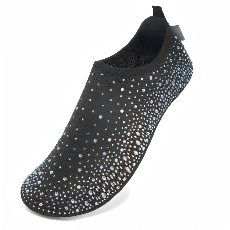 Women's Barefoot Shoes Diamond Knit Slip-On, Quick-Dry Lightweight Water Shoes with Non-Slip Soft Sole, Back to School House Slippers for Indoor Outdoor Walking Yoga Beach & Vacation Travel