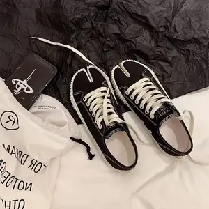 Trendy Edgy Unique Split‑Toe Lace‑Up Canvas Sneakers Urban Subculture Style Non‑Slip Breathable Thick‑Sole Casual Walking Footwear
