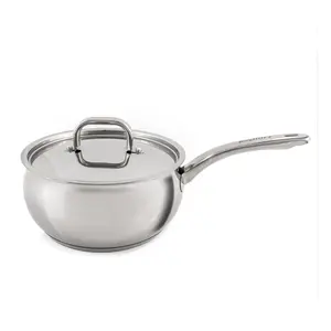 BergHOFF Belly Shape 18/10 SS 8" Sauce Pan withSS Lid, 3.2qt.