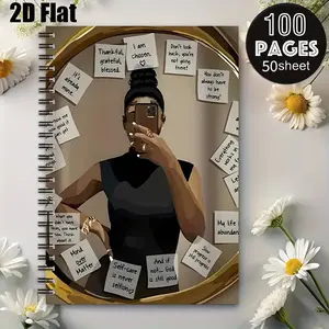 1 Spiral Coil Notebook 5.7x8.26 inch, Durable Binding, Daily Affirmation Journal for Self-Care, Gratitude Notes, Travel Log, Ideal Gift for Women on Birthday, Thanksgiving, Christmas, Perfect for Home, Office, Travel Use [2D] Flat