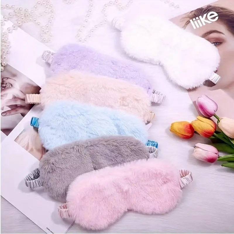 Solid color long velvet eye mask Sleeping eye mask Soft and skin-friendly, blackout eye mask, daily use, a must for travel