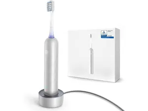 Mova Fresh Pro Electric Toothbrush with App, 3DClean Rechargeable Electric Power Toothbrush for Adults, 2 Brush Heads & Travel Case, 3-in-1 Replacement Brush Head with Holder, Matte Silver