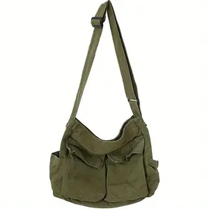 Retro Canvas Messenger Bag Men's Casual Travel Crossbody Bag Multi - Pocket Shoulder Bag Fashion Outdoor Daily Use Sling Bag