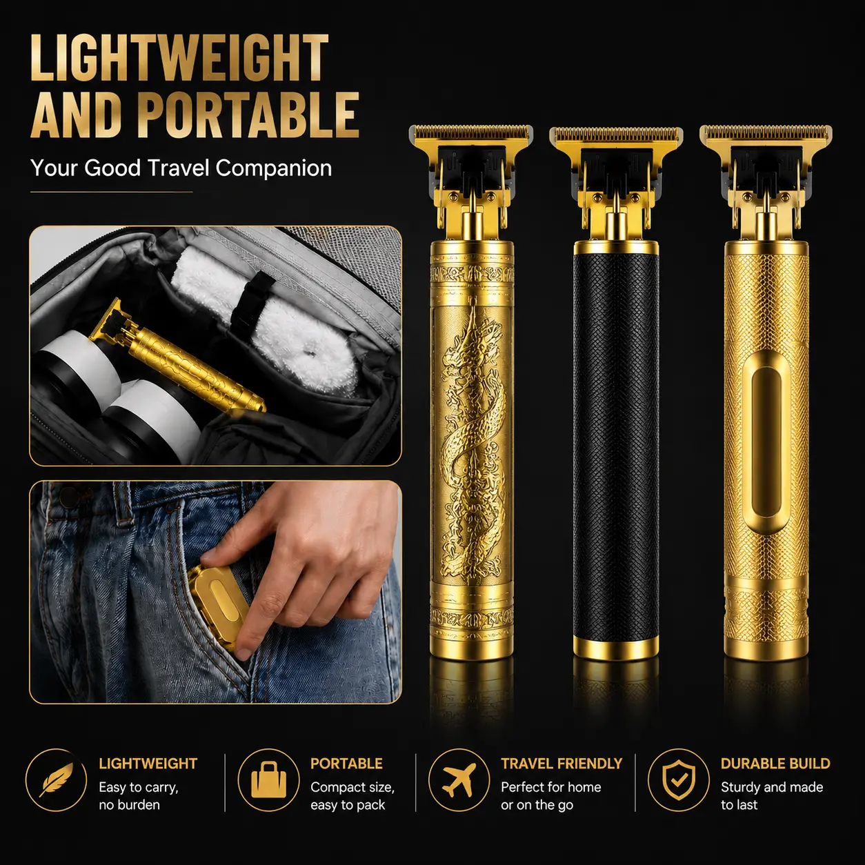 Professional Vintage Electric Hair Clippers for Men Titanium Blade Beard Trimmer Rechargeable Electric Razor Hair Cutting Clipper Home Hair Salon