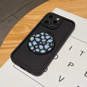 Two-Piece Set with Elegant Cheetah Design, Simple Leopard Print Compact Mirror and TPU Shockproof Phone Case for iPhone 6-16 Pro Max