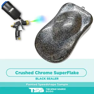 Crushed Chrome SuperFlake Painted Sample (Black Ground Coat)