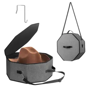 Portable Travel Storage Hat Box, Cowboy Cap Organizer with Handle, Wardrobe Wide-Brimmed Women's Hat Organizer, Multi-Functional Cap Protection Box