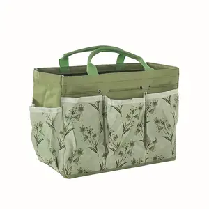Fashion Printed Tote Bag -- Portable Multi-Purpose Home Storage Bag with Multiple Pockets, Suitable for Outdoor Picnics and Garden Tools