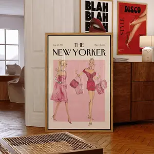 [Sale off up to 65%][Free Ship][No Frame] Trendy the New Yorker Poster Magazine Cover Retro Girly Pink Prints 70s Decor Vintage