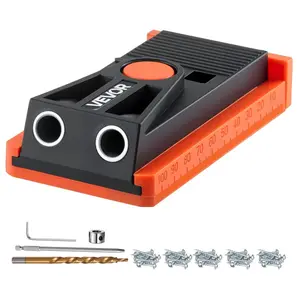 VEVOR Pocket Hole Jig, 56 Pcs Mini Jig Pocket Hole System with 9 C - clamp, Step Drill, Wrench, Square Drive Bit, Drill Stop Ring, and Screws, for DIY Carpentry ProjectsVEVOR Super Brand Day