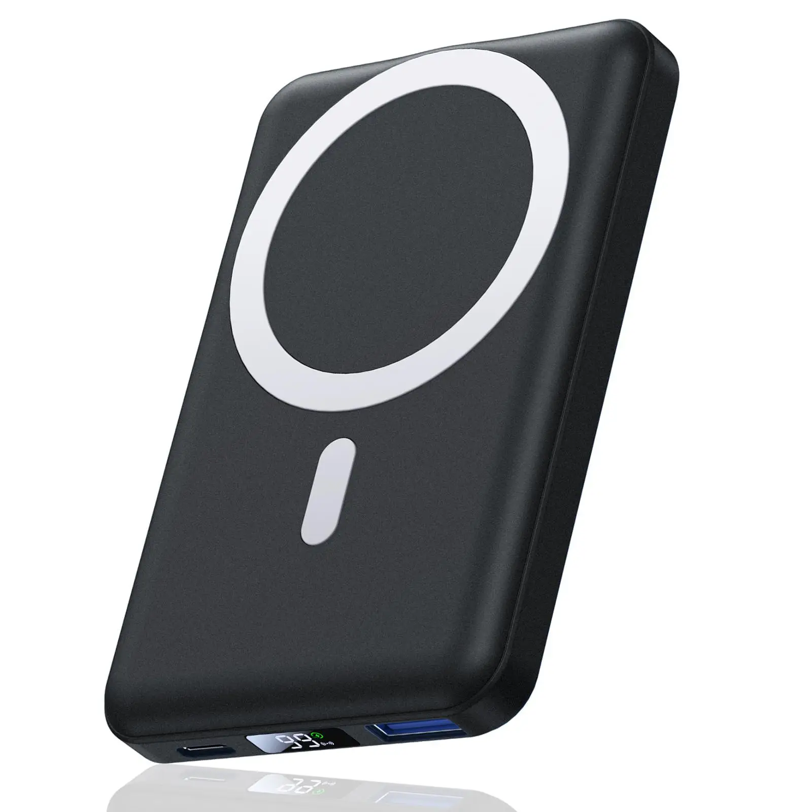 10000mAh Magnetic Power Bank Built-in USB C Lighting Cables, 22.5W PD Fast Charging LED Display Wireless Portable Charger for iPhone magnetic phone po