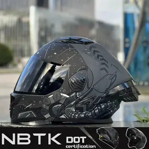 Nbtk Flip-Up Motorcycle Helmet, Abs Material with Eps Cushioning, Multiple Ventilation Ports, Removable Liner, Unisex All-Season Use