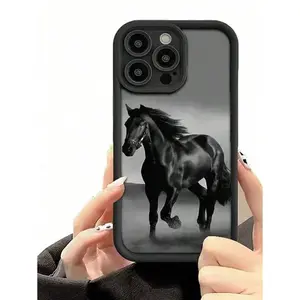 1pc Rugged Horse Graphic Full Protective TPU Phone Case Compatible With Iphone