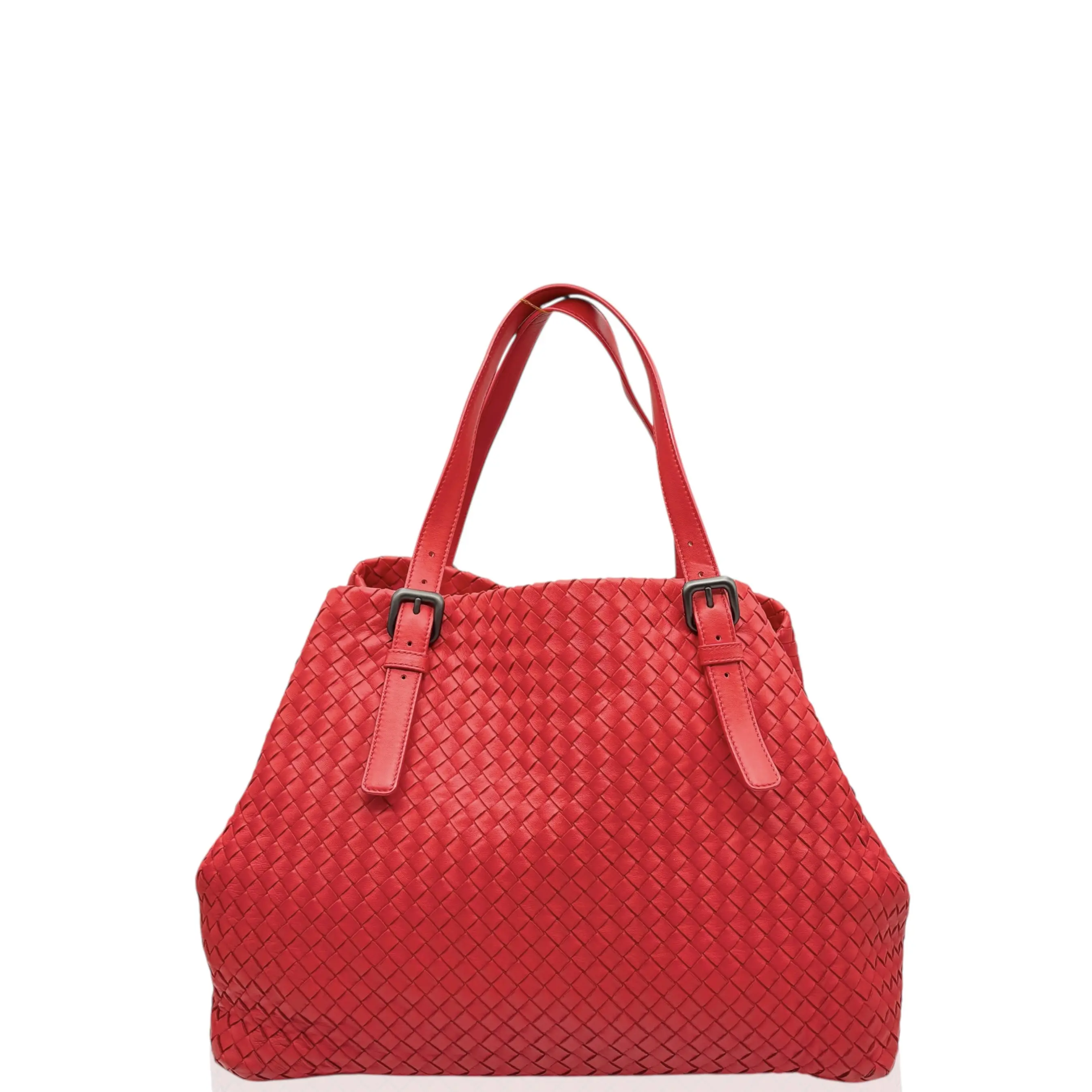 Pre-owned BOTTEGA VENETA Leather tote bags Tote Bag Calfskin Intrecciato Red (jt1231m7)