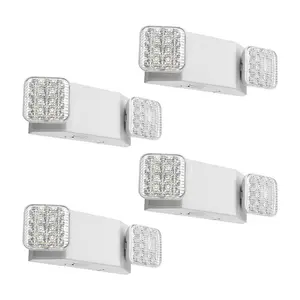 VEVOR 4 Pack Emergency Lights for Business, with Battery Backup, Commercial LED Emergency Exit Lighting Fixtures, AC 120/277V, with Two Square Head Adjustable, 90-Minute Backup, for Business, White