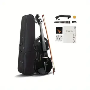 Complete 4/4 Violin Kit for Adult Beginners - Includes Hard Case, Bow, Shoulder Rest, Rosin, Extra Strings, & Mute