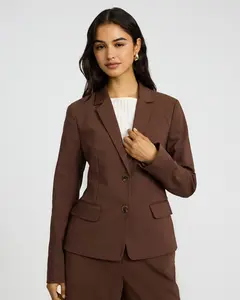 Express Editor Stretch Cotton Fitted Two Button Blazer