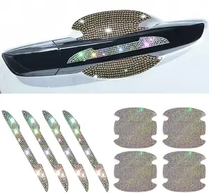 8Pcs Bling Rhinestone Car Door Handle Stickers Protector, Trim Auto Door Entry Guard Bling Stickers Car Accessories for Women and Men, Universal Car Accessories for All Cars (AB Color)