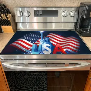 1PC heat insulation pad July Fourth Statue of Liberty & USA Felt Heat Resistant Mat - Non-Slip Washable Dust-Proof Kitchen Decor Pad for Stove, Table, Washer, Fridge, Bathroom & Appliances