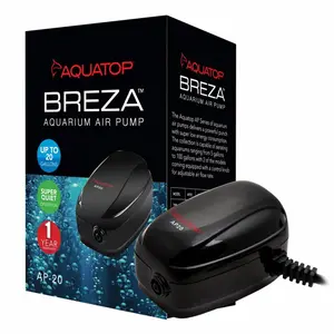Aquatop Breza Aquarium Air Pump - 5 - 100 gallon sizes  - Super Quiet Operation - For Fish Aquariums - Classic Design - Low Power Consumption - Requires airline tubing and air stone or sponge filter to connect to aquarium (sold separately)