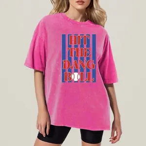 Baseball batting shirt, striped baseball washed T-shirt, fun top, gift for baseball enthusiasts.