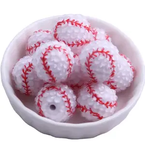 Baseball 20mm Rhinestone Beads Set of 5