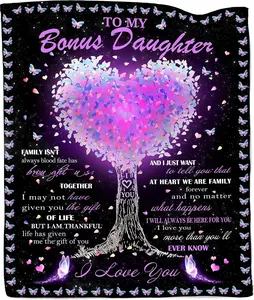 Bonus Daughter Blanket, Step Daughter Gifts from Stepmom Stepdad, to My Bonus Daughter Gifts from Stepmom, Gifts for Stepdaughter Throw Blanket