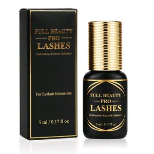 Full Beauty Pro Lashes Lash Glue for Eyelash Extensions – Black Adhesive for Professional Lash Artists, 1 Sec Fast Dry, Strong Hold, Low Fume, 6–8 Weeks Retention, 5 ml / 0.17 fl oz