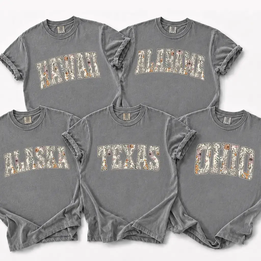 Comfort Colors All States T-Shirt, Custom State Name Graphic Tee, College Leopard Print Shirt, Personalized Gift for Her, Unisex Cotton Top, Trendy Preppy State Pride Tee, Cute Game Day Outfit